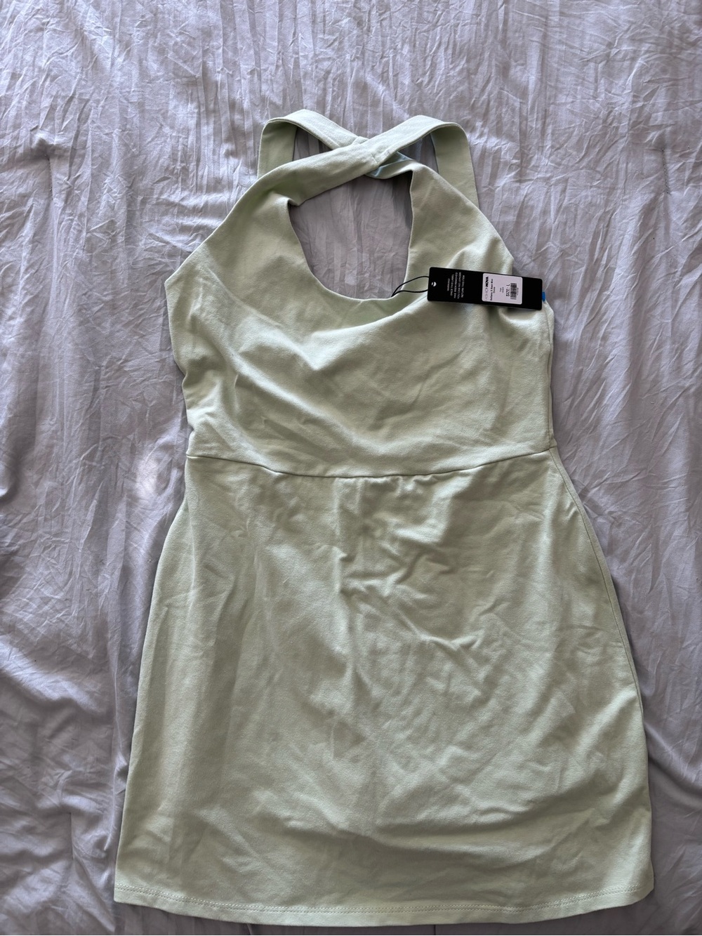 Fashion Nova Mint Green Twist-Back Mini Dress